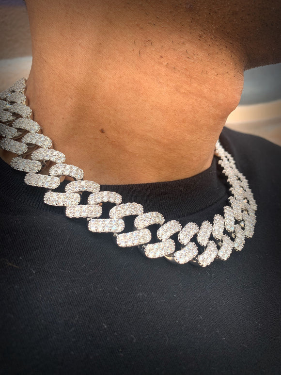 Iced-Out White Gold Prong Link Necklace