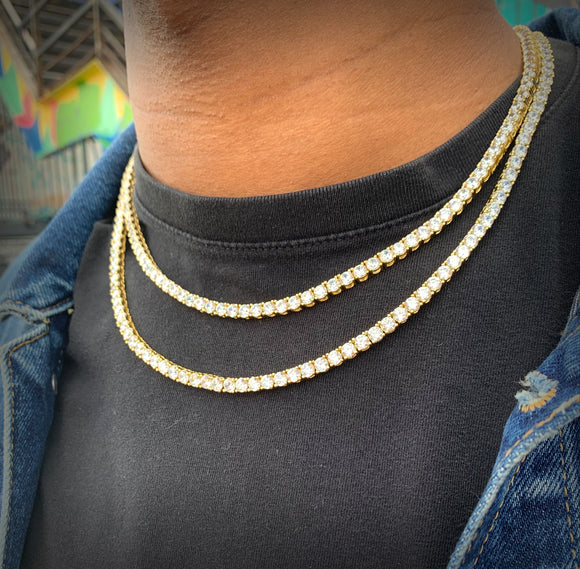 Double Iced-Out Gold Tennis Chain (4mm)