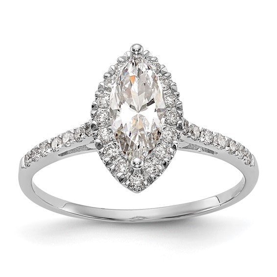 14K Marquise Halo Diamond Engagement Ring