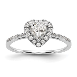 14K Heart Halo Diamond Engagement Ring