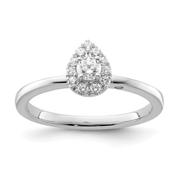 2 Promises 14k White Gold Diamond Pear Halo Engagement Ring