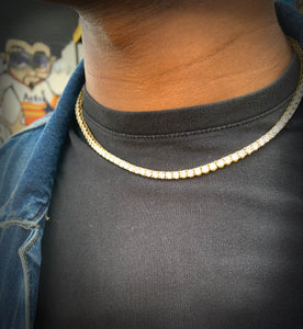 Iced-Out Yellow Gold Tennis Chain (4mm)