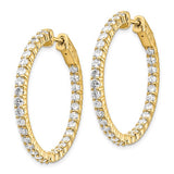 14k 3 CT Diamond Round In & Out Hoop Earrings