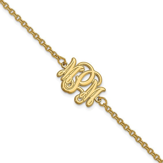 Small Personalized Etched Outline Monogram Bracelet