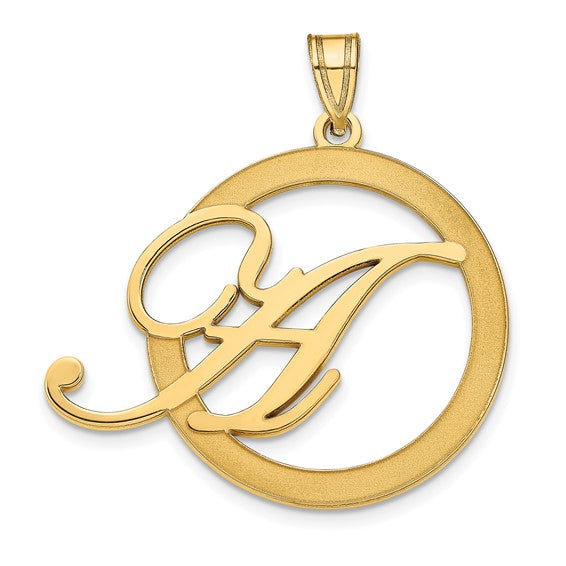 Etched Initial in a Circle Pendant
