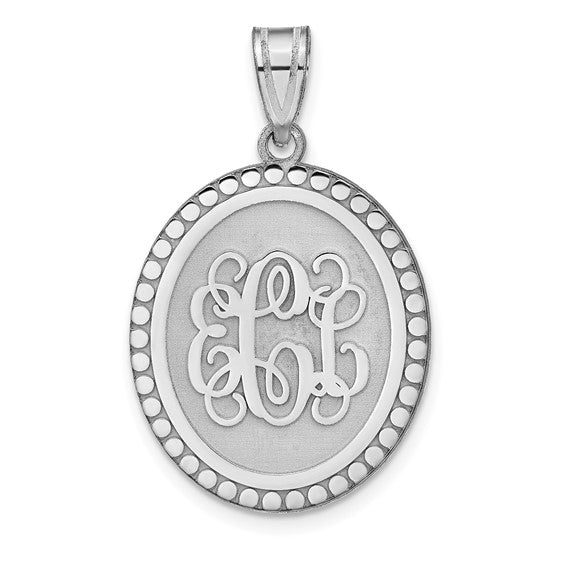 Brushed with Beaded Border Monogram Pendant