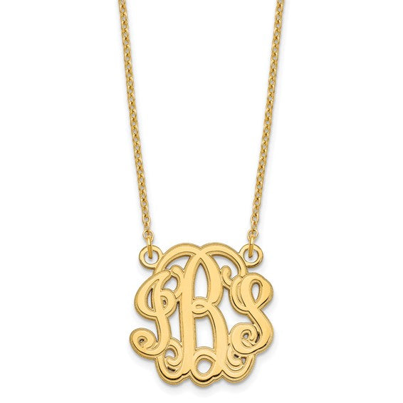 Personalized Circular Etched Outline Monogram Necklace