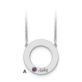 Name Cutout Circle Necklace with Birthstones