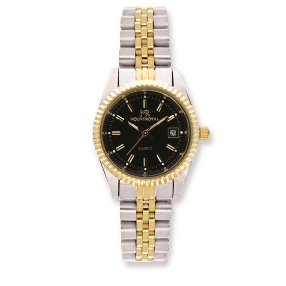 Ladies Mountroyal Two-tone IP-plated Black Dial Watch