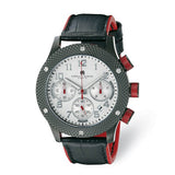 Mens Charles Hubert Black & Red Chronograph Silver Dial Watch