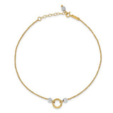 14k Two-tone Circle and Bead Anklet