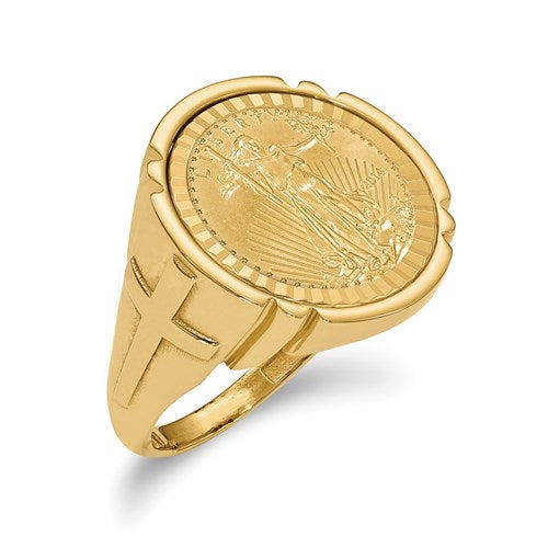 D/C 1/10th oz Coin Ring with Cross