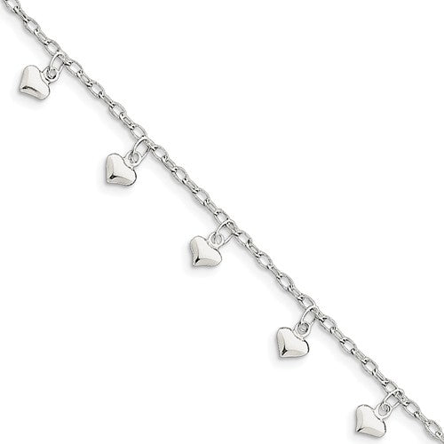 Polished Puffed Heart Anklet
