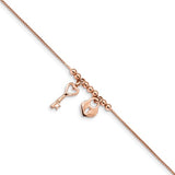 Rose Heart Lock and Key Anklet