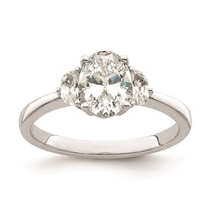 3 Stone Half Moon/Oval Engagement Ring