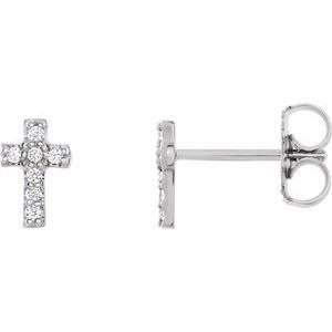 14K White .05 CTW Diamond Cross Pair of Earrings