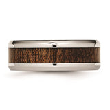 Polished Brown Ring with Wood Inlay